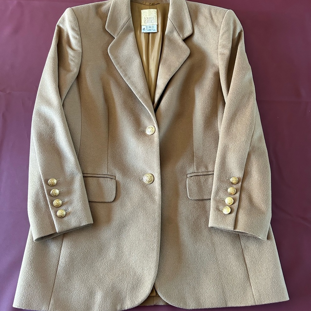 Chic Tan Blazer with Gold Accents